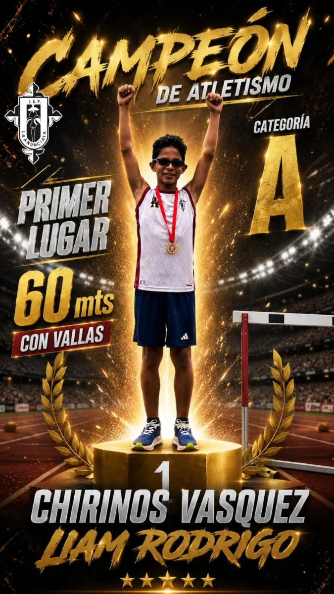 Chirinos Vásquez Liam Rodrigo, Medalla de Oro en 60 metros con vallas - Categoría A